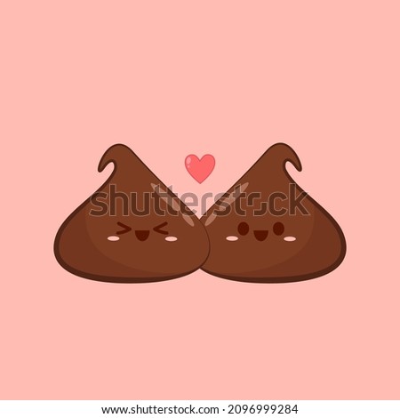 Dark chocolate chip cartoon vector. Dark chocolate chip character design. Dessert vector.