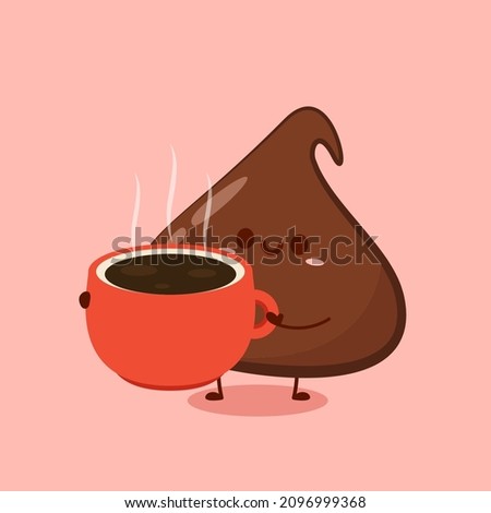 Dark chocolate chip cartoon vector. Dark chocolate chip character design. Dessert vector.