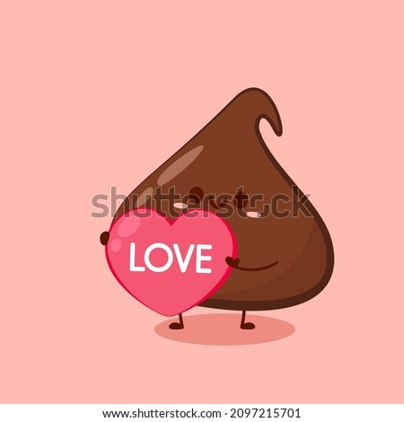 Dark chocolate chip cartoon vector. Dark chocolate chip character design. Dessert vector.