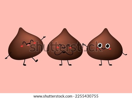 Dark chocolate chip cartoon vector. Dark chocolate chip character design. Dessert vector.