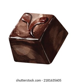 Dark chocolate cube watercolor vector design great for cards, banners, headers, party posters or decorate your artwork.