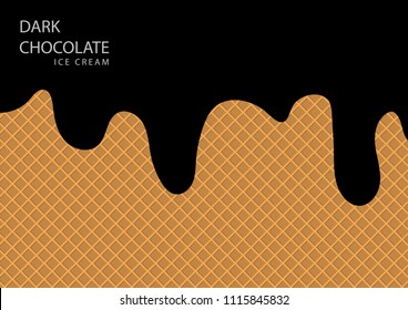 Dark Chocolate ice cream cone background, illustration vector