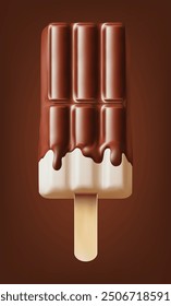 Dark chocolate ice cream popsicle on background, Mesh gradient wes