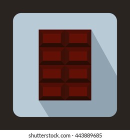 Dark chocolate icon in flat style on a light blue background
