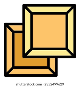 Dark chocolate icon outline vector. Candy food. Cocoa cream color flat