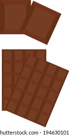 Dark chocolate, illustration, vector on white background.