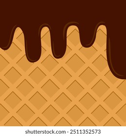 Dark chocolate melted on wafer background vector image