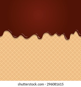 Dark Chocolate Melted on  Wafer Background Vector Illustration