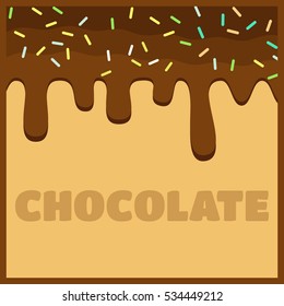 Dark Chocolate Melted on Wafer Background vector
