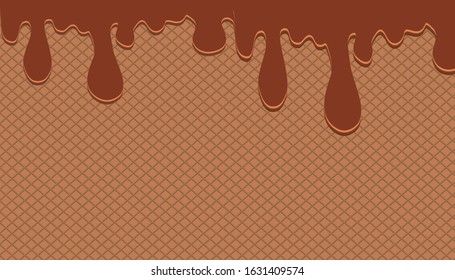 dark chocolate is melting on the wafer surface. It’s looking yummy. A template for sweet menu or advertising commercial.