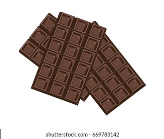 Dark chocolate on white background