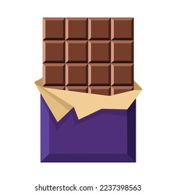 chocolate oscuro con ilustración vectorial de envoltura púrpura y dorada.