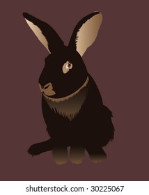 Dark chocolate rabbit on a milk chocolate background