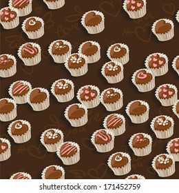 Dark chocolate seamless background from delicious chocolates