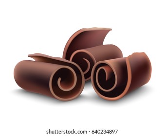 Dark chocolate shaving curl for cake decoration vector illustration