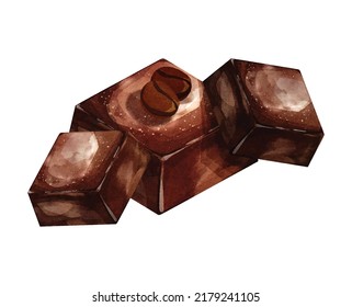 Dark chocolate watercolor vector on white background great for cards, banners, headers, party posters or decorate your artwork.
