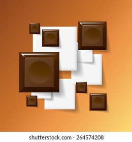Dark chocolate AND WHITE SQUARES  as background. 