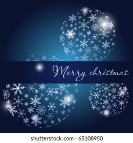 Dark christmas card with tree balls