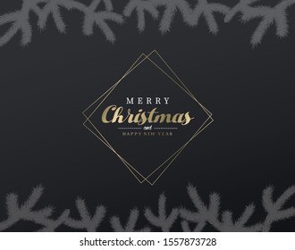 Dark Christmas vector background with line art.