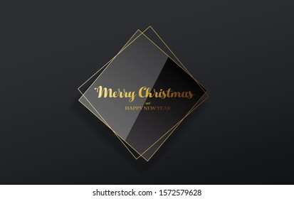 Dark Christmas vector background with line art.