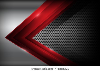 Dark chrome steel and red overlap element abstract background vector illustration eps10