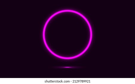 Fondo de círculo oscuro con color de luz de neón morado. Diseño de ilustración de vector