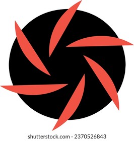 Círculo oscuro con líneas rojas decorativas