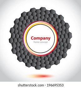 Dark circle element - Science and Research - laboratory facilities - cells and molecules - chemical formulas - stock vector