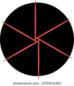 Dark circle with red lines in the center
