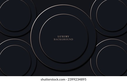 Dark circles with golden lines background. Vector illustration.