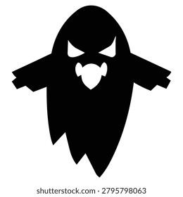Dark Cloaked Ghost Reaper Black Silhouette – Evil Halloween Specter Spreading Wings Icon