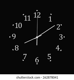 dark clock face. Vector illustration.
