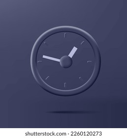 Dark clock with a transparent middle and a stylish dark background. Clock for design concept in 3d space.