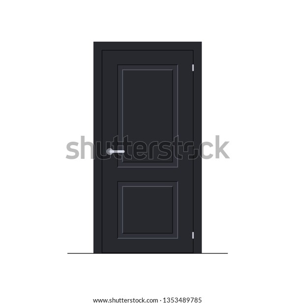 Dark Closed Door Frame Isolated On Stock Vector Royalty