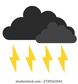 Dark cloud bad weather clip art. Dark cloud graphic resources with yellow thunder and dark rain can use to printable or social media. Dark cloud vector illustration isolated in white background