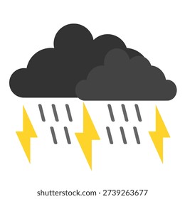 Dark cloud bad weather clip art. Dark cloud graphic resources with dark rain can use to printable or social media. Dark cloud and thunder vector illustration isolated in white background