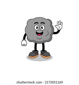 dark cloud cartoon doing wave hand gesture , character design