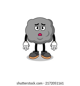 dark cloud cartoon illustration with sad face , character design