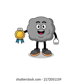 dark cloud cartoon illustration with satisfaction guaranteed medal , character design