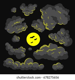 Dark Cloud Cartoon Style Vector Illustration Background