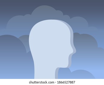 Dark cloud in head, fog in mind