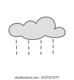 Dark cloud icon with rain, hand drawing illustration