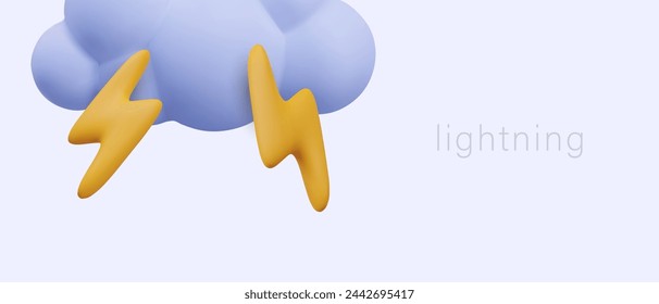 Dark cloud with lightning on colored background. Concept of thunderstorm, bad weather