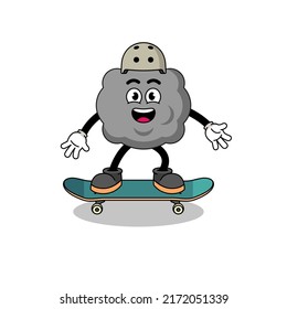 dark cloud mascot playing a skateboard , character design