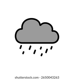 Nuvem escura com várias gotas de chuva em estilo de contorno colorido. Ótimo para alertas de inundação, ícones de tempo severo e visuais de previsão animados.