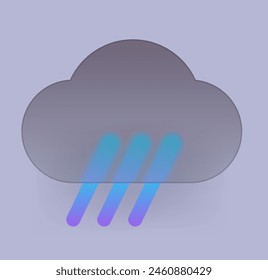 Nube oscura con icono de lluvia. Símbolo de Vector de morfismo de vidrio