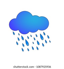 Dark cloud with rain vector illustration on a white background