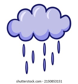 Nube oscura con gotas de lluvia, viene la lluvia, ilustraciones vectoriales en un fondo blanco para indicar el clima