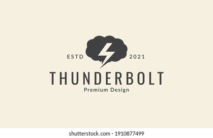 dark cloud with thunderbolt logo vector icon symbol graphic design illustration