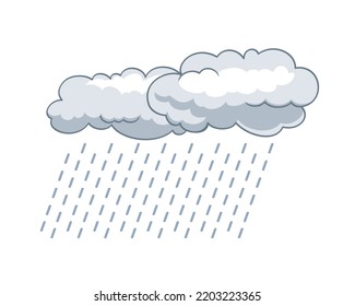 Dark Clouds and Heavy Rain, Forecast, Rainy - vector illustration isolated on white background